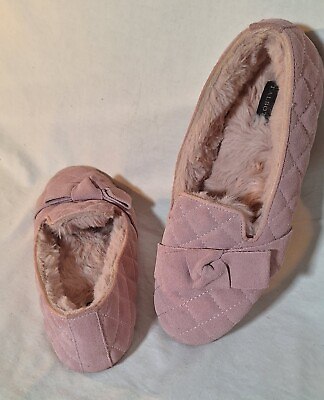 #ad Talbots Women#x27;s Cozy Slippers Bow Suede QUIILTED Size 8M EXCELLENT CONDITION $19.96