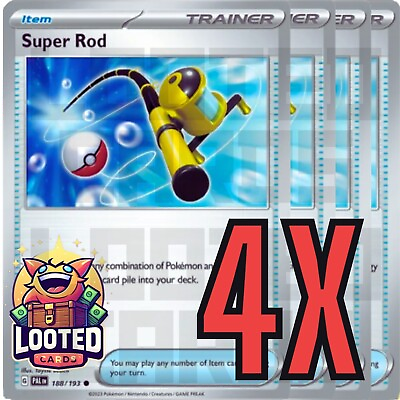 #ad 4x Super Rod 188 193 x4 Paldea Evolved Pokemon TCG Playset NM $6.74