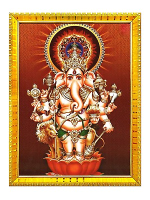 #ad Lord Ganesha Drishti Nazar Photo Frame For Wall Temple Size Medium 8x10 inches $35.00