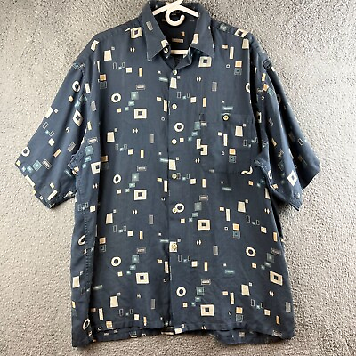#ad Men#x27;s Riscatto Seta Size XL Short Sleeve Shirt 100% Silk $19.99