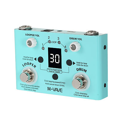 #ad Guitar Drum Machine Looper Tuner 3 in 1 Loop Pedal for Electric Guitar Bass C3O6 $40.33