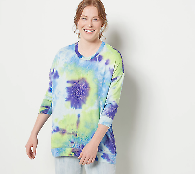 #ad NEW LOGO by Lori Goldstein Large Tie Dye Brushed Jersey 3 4 Sleeve Top QVC 8908 $27.60