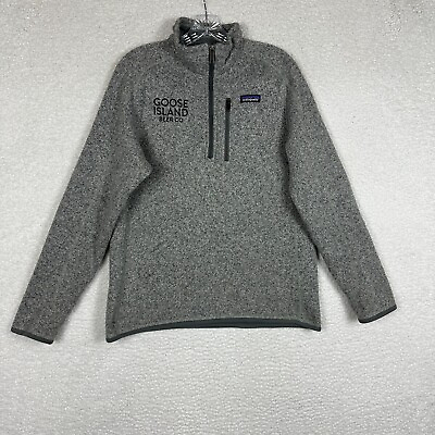 #ad Patagonia better sweater Quarter zip Fleece mens size Medium Gray pullover Logo $38.99