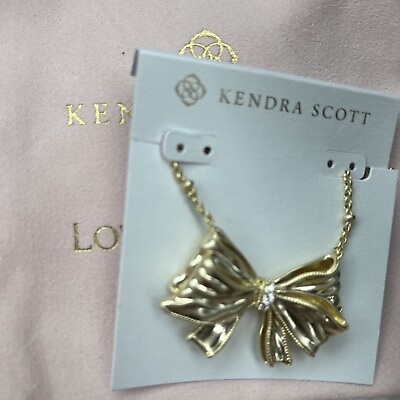 #ad LoveShackFancy X Kendra Scott Gold Big Bow STATEMENT Necklace NWT MOTHERS DAY $199.00