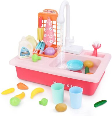 #ad Automatic Pretend Play Kitchen Sink Toy Running Water Dishwasher Gifts for Kids $28.94