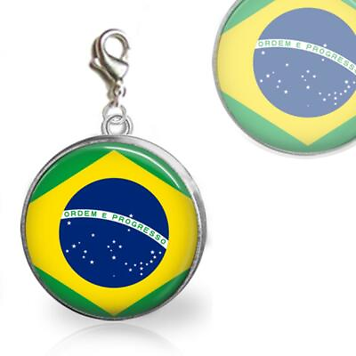 #ad Brazil Brazilian Flag Glass Top 20mm Clip On Charm for Bracelet Necklace Travel $8.96