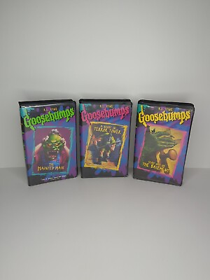 #ad Goosebumps 3 VHS Lot Haunted Mask Terror Tower Stay Out Of The Basement $25.00