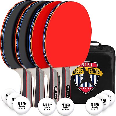 #ad Ping Pong Paddle Set Includes 4 Player Rackets 8 Professional Table Tennis... $28.27