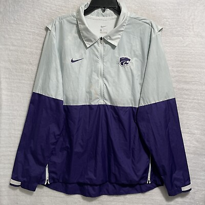 #ad NCAA Kansas State Wildcats 1 4 Zip Windbreaker Jacket Mens Large Nike Long Flaws $10.00