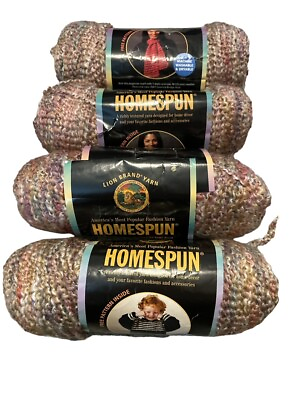 #ad Lion Brand Homespun Yarn in color Quartz #362 Lot Of 4 Skeins 6 oz each $31.00