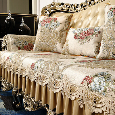 European Lace Luxury Sofa Couch Cover 1 2 3 Seater Non slip Jacquard Slipcover $46.55