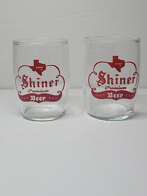 #ad Shiner Premium Beer Glass Barrel Vintage Taster Glass 3.25quot; Lot Of 2 $38.99
