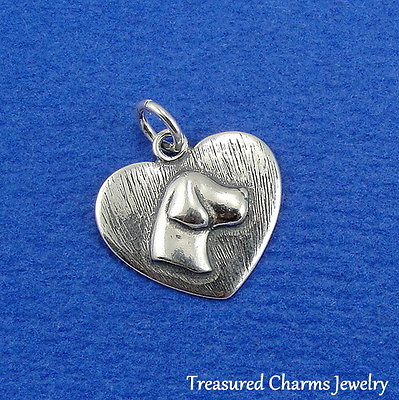 #ad .925 Sterling Silver PUPPY DOG HEART Tag CHARM PENDANT $16.95