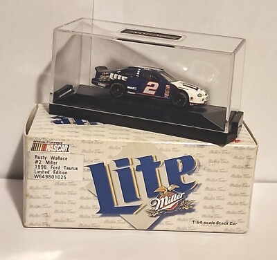 #ad Rusty Wallace 50th Ann. #2 Miller Lite 1998 Ford Nascar 1:24 Scale Stock Car New $18.95