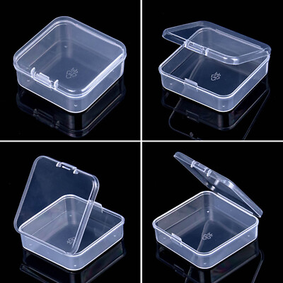 #ad Square Clear Plastic Small Box Jewelry Storage Container Bead Case Packaging Box $1.30