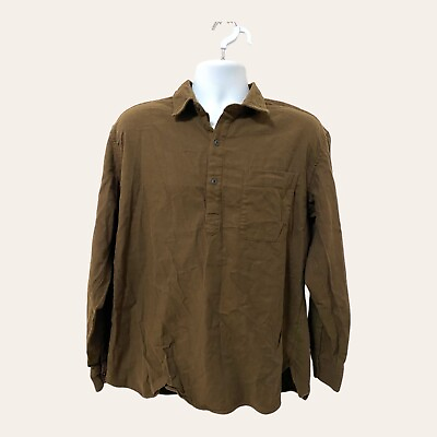 #ad Uniqlo Mens Brown Half Button Popover Collar Shirt Size XL Henley $16.20