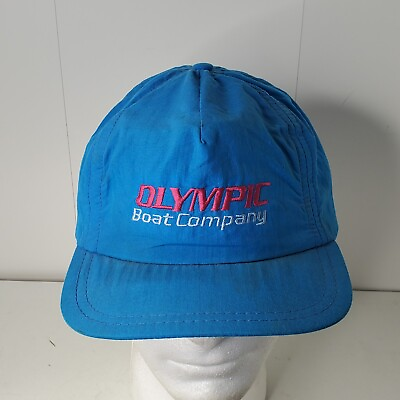 #ad VTG Embroidered Olympic Boat Company Strapback Hat Nylon Baseball Cap Fishing $15.99