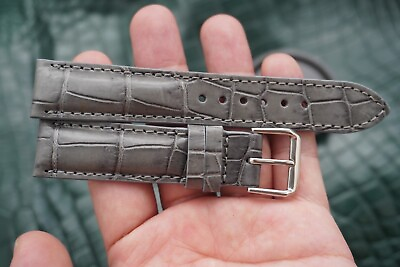 #ad 20mm 18mm GRAY Handmade Real Crocodile Belly Skin Leather Watch Strap Band $23.40