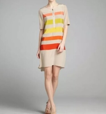 #ad BCBG Maxazria T Shirt Dress in Beige with Horizontal Stripes Size Medium $23.96