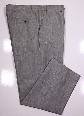 #ad Armani Collezioni Current Gray Woven Wool Linen Flat Front Dress Pants 38x31 $29.00