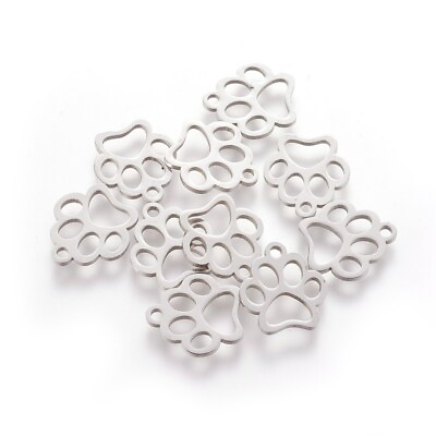 #ad 10 PCS 304 Stainless Steel Pendants Dog Paw Prints Charms For DIY Making $5.49