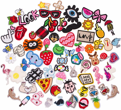 #ad Mix Pack Assortment 70Pcs Bulk Iron on Patches for Clothing Jackets Cute Sew on $23.43