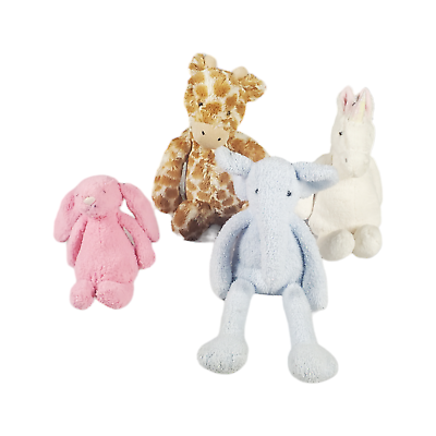 #ad Jellycat Lot Of 4 Plush Bashful Bunny Rabbit Elephant Giraffe Unicorn Soft Toys $47.00