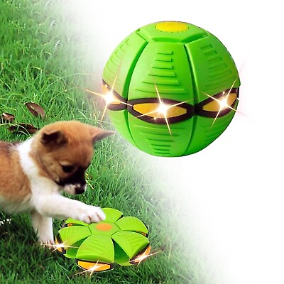 #ad #ad Pet Dog Toys Flying Saucer Ball Magic Deformation UFO Toy Sports Dog with Lights $10.90