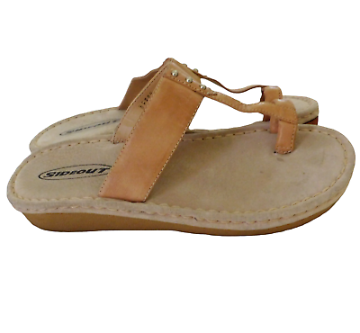 #ad Sideout Leather Sandals Y2K Womens Size 9 Brown Beige Toe Strap 9M Thongs $23.39