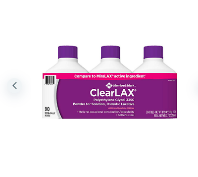 #ad Member#x27;s Mark ClearLAX Polyethylene Glycol 17.9 oz 3 pk Constipation EXP 05 2026 $30.90