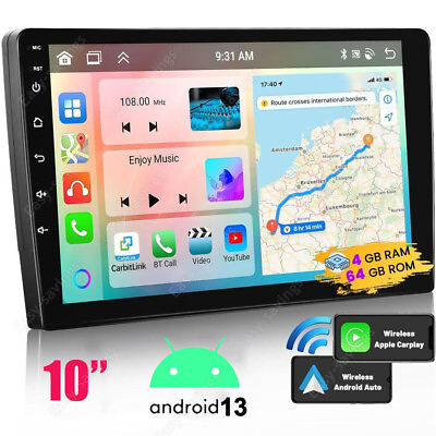 #ad 10quot; 464G 4Core Android 13.0 Double 2 Din Car Stereo Radio CarPlay GPS Navi WIFI $69.79