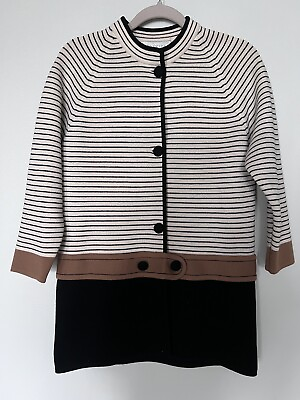 #ad Puccini Wool Cardigan Jacket Striped Stripe Neutral Brown $99.00