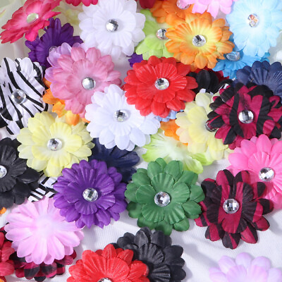 #ad 50 PCS Handmade Flowers Fabric Childrens Crafts Artificial Silk Hairpin $15.28