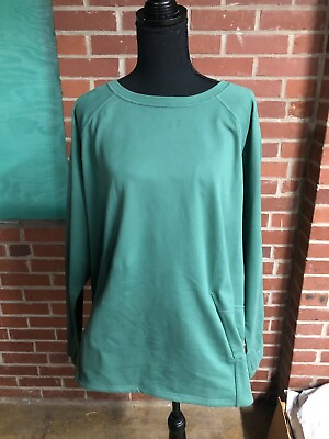 #ad Zuda Womens Green Long Sleeve Sweatshirt Pockets Extra Small XS CLW12 $14.99
