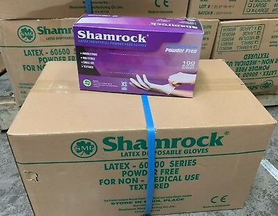 #ad Shamrock Latex Hand Gloves CASE 1000 pcs 10 Boxes 100ct box XS S M L 60600 $58.00