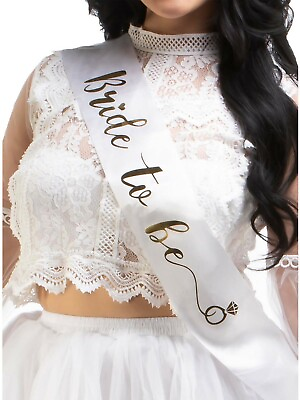 #ad Bride To Be White and Gold Sash for Bachelorette Engagement and Bridal Party $4.25