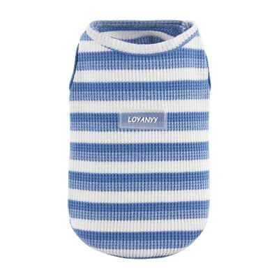 Striped Dog Tank Top Cute Sleeveless Puppy Clothes Dog Medium Blue and White $20.23