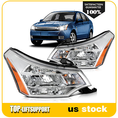 #ad Headlights Assembly For 2008 2011 Ford Focus S SE SES SEL Chrome Housing Pair $138.88