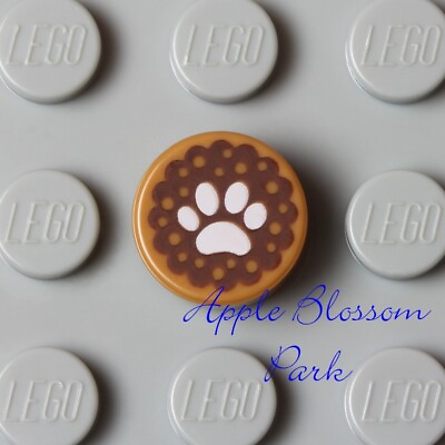 #ad NEW Lego Minifig Brown PAW PRINT COOKIE 1x1 Round TILE Friends Dog Cat Treat $0.99