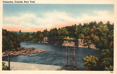 #ad Vintage Postcard Autumn River View Palisades Corinth New York NY Walter M. Pub. $8.98