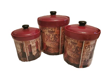 One in a Kind Ceramic Set Set of 3 Decorative Ceramic Containers Varied Sizing $80.00