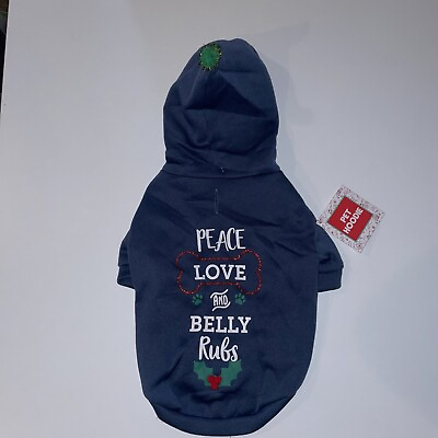 Dog Christmas Hoodie Sweater peace love and belly rubs size Large $18.63
