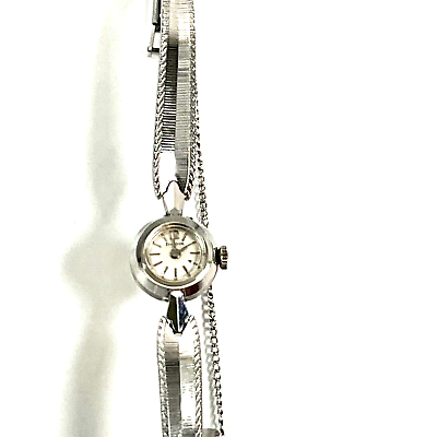 #ad Bulova 14k White Gold Watch Bracelet 1 20 14k Gold Vintage 1960s $165.00