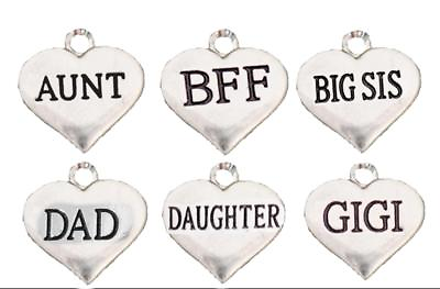 #ad Custom Family Member Silver Heart Charms Add To Any Jewelry Item All 26 Letters $13.99