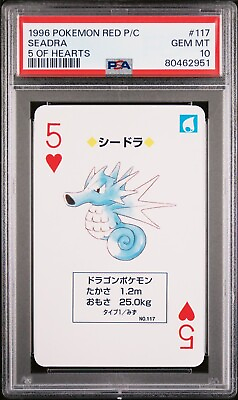 #ad 1996 POKEMON RED VERSION PLAYING CARDS 117 SEADRA Poker Nintendo PSA 10 $129.99