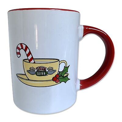 #ad Friend#x27;s Central Perk Christmas Candy Cane Holly Large Coffee Mug Ceramic $45.20