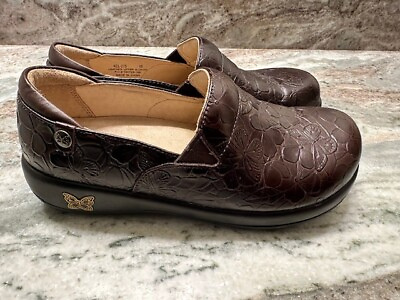 #ad Alegria Womens Brown Leather Floral Slip On Loafers KEL 275 EU 38 US 8 8.5 $35.85