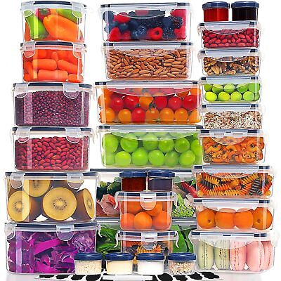 #ad 60 Piece Large Food Storage Containers Set Leakproof BPA Plastic Airtight Lids $66.31