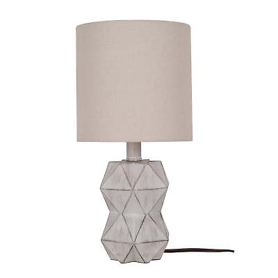 #ad White Wash Faceted Faux Wood Table Lamp 15.75quot;H $27.79