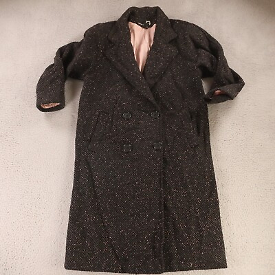 #ad David Benjamin Coat Womens Large Gray Pink Herringbone 100% Wool Donegal Tweed $71.08